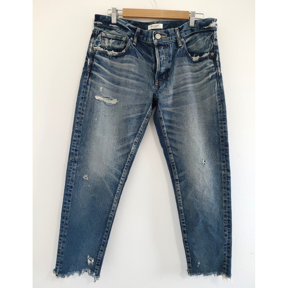 Moussy Vintage Howa Jeans Women's 30 Distressed Raw Hem Japan Red Line Whiskered